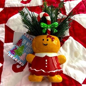 Gingerbread girl faux planter Christmas decoration